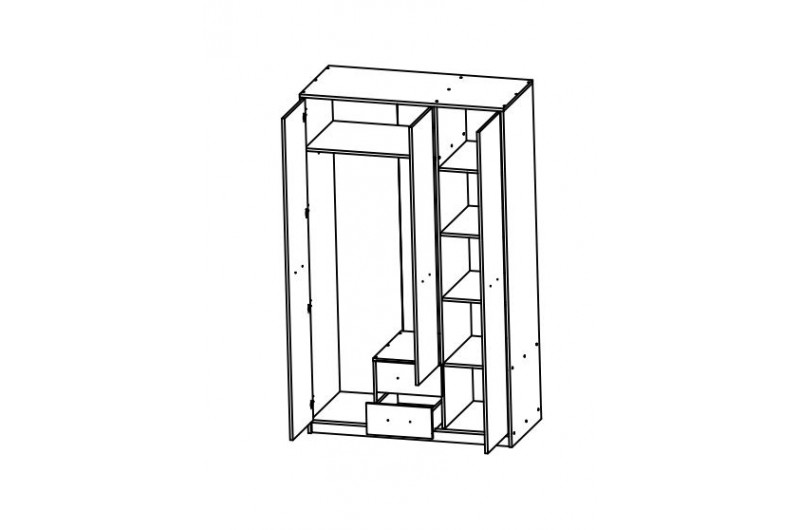 Шкаф платяной Непо SZF3D2S N Гербор 3-дверный Дуб сонома/нимфеа альба