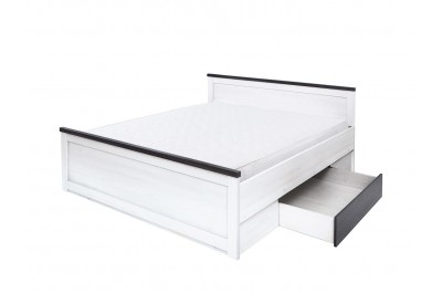 Кровать (с ламелями) Антверпен PLOZ160 БРВ двухспальная c 2 ящиками Ясень снежный/дуб мореный