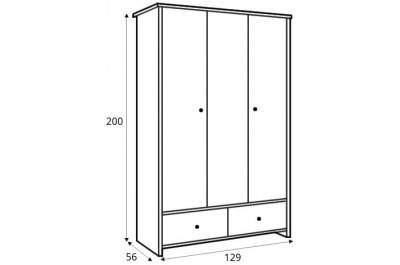 Шкаф платяной Порто SZF2D1L2S  3-дверный с зеркалом Джанни/сосна ларико