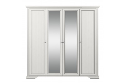 Шкаф платяной Вайт 4D2S Гербор 4-дверный с зеркалом Ясень снежный/сосна серебряная
