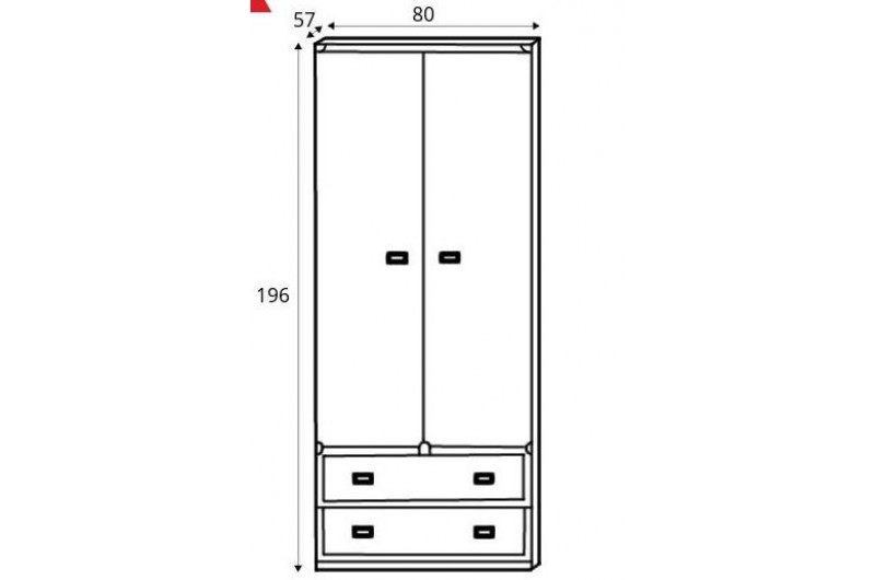 Шкаф платянной Индиана JSZF2D2S/80 N ВМК 2-дверный Дуб шутер