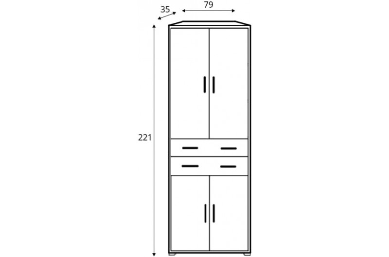 Пенал Офис Лайн REG4D2S/220 Гербор 4-дверный с 2 ящиками Дуб сонома