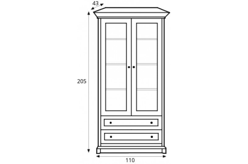 Витрина Соната 2D/2S Гербор 2-дверная с 2 ящиками Каштан