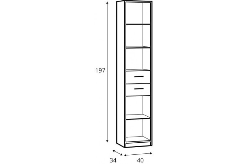 Стеллаж Непо REG2S/40 Гербор с 2 ящиками Дуб сонома
