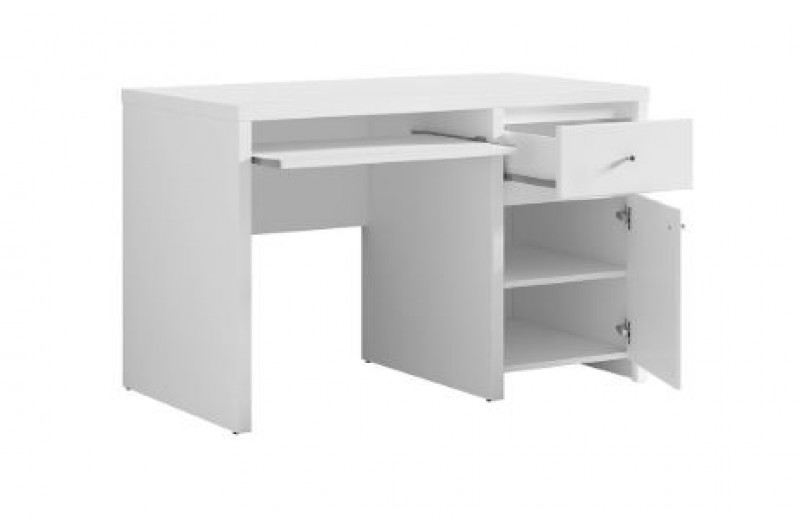 Стол компьютерный Кристина BIU1D1S120 (B) БРВ 1-дверный с 1 ящиком Белый/белый глянец