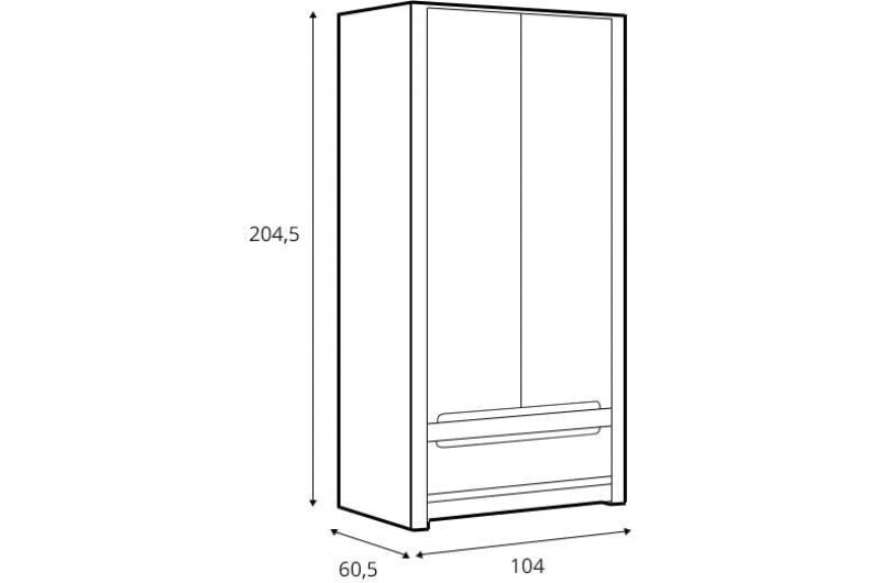 Шкаф платяной Эрика SZF2D1S Гербор 2-дверный Дуб техас/светло-серый софт тач