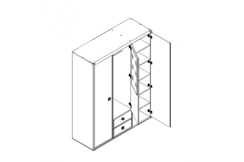 Шкаф платяной Индиана JSZF3D2S/150 ВМК 3-дверный Сосна аризонская