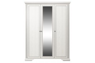 Шкаф платяной Вайт 3D2S Гербор 3-дверный с зеркалом Ясень снежный/сосна серебряная